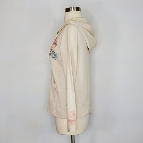 EDDIE BAUER Cream Asian Boho Print Hoodie Jacket S EUC - Picture 4 of 8